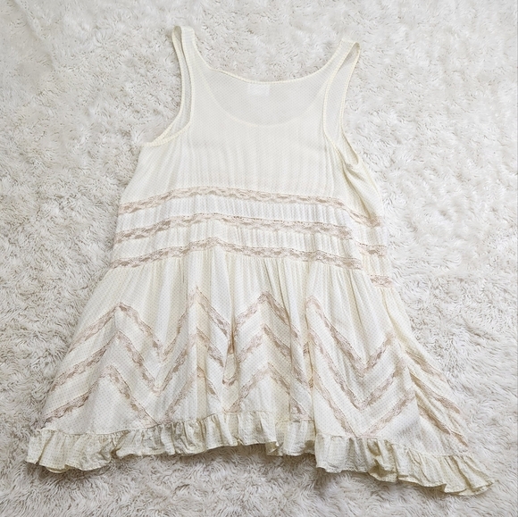 Intimately Free People Voile Lace Trapeze Tunic Slip Mini Dress Sz Small Yellow - Picture 8 of 12